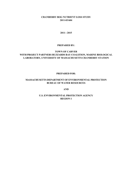 Cranberry Bog Nutrient Loss Study 2011-03/604