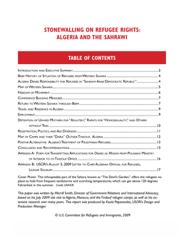“Stonewalling on Refugee Rights: Algeria and the Sahrawi,” Report By