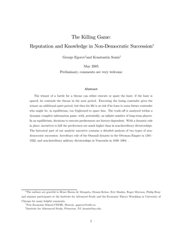 The Killing Game: Reputation and Knowledge in Non-Democratic Succession