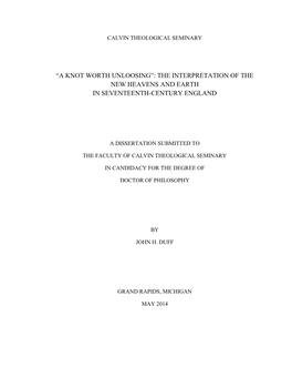 The Interpretation of the New Heavens and Earth in Seventeenth-Century England