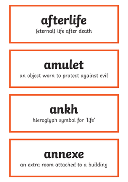 Ancient Egypt Word Cards with Definitions