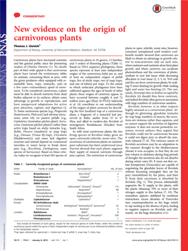 New Evidence on the Origin of Carnivorous Plants Thomas J