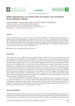 Suillus Marginielevatus, a New Species and S. Triacicularis, a New Record from Western Himalaya, Pakistan