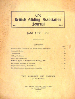 BGA Journal No 3 Jan 1931