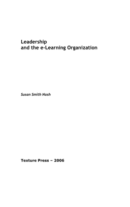 Leadership and the E-Learning Organization