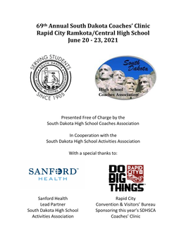 69Th Annual South Dakota Coaches' Clinic Rapid City Ramkota/Central