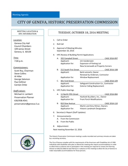 City of Geneva, Historic Preservation Commission