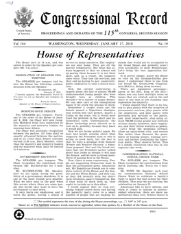 Congressional Record United States Th of America PROCEEDINGS and DEBATES of the 115 CONGRESS, SECOND SESSION