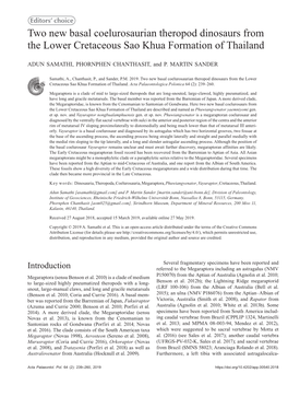 Two New Basal Coelurosaurian Theropod Dinosaurs from the Lower Cretaceous Sao Khua Formation of Thailand