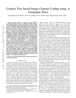 Context Tree Based Image Contour Coding Using a Geometric Prior Amin Zheng Student Member, IEEE, Gene Cheung Senior Member, IEEE, Dinei Florencio Fellow, IEEE