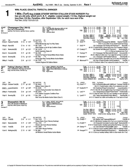 Turf) Hcp 31000K QTS/EBF BRITISH STALLION STUDS NURSERY for 1 Two Yrs Old Only, Which Are E, B, F, Eligible