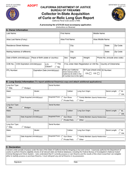 Collector In-State Acquisition of Curio Or Relic Long Gun Report California Penal Code Section 27966