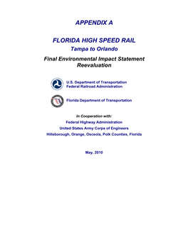 Appendix a Florida High Speed Rail
