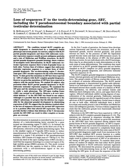 Loss of Sequences 3' to the Testis-Determining Gene, SRY, Including the Y Pseudoautosomal Boundary Associated with Partial Testicular Determination K