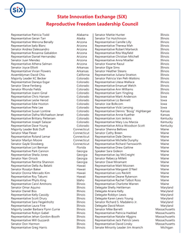 State Innovation Exchange (Six) Reproductive Freedom Leadership Council