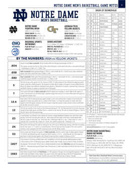 Notre Dame Men's Basketball Game Notes 1 2020-21 Schedule