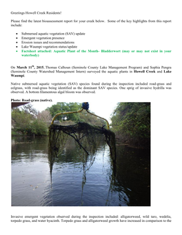 Howell Creek Vegetation Assessments 2014-2015