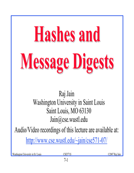 Hashes and Message Digests