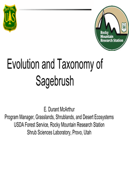 Evolution and Taxonomy of Sagebrush (Pdf)