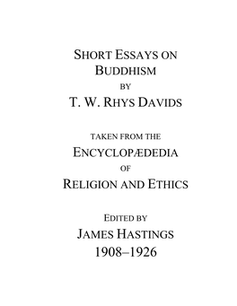 Short Essays on Buddhism by T