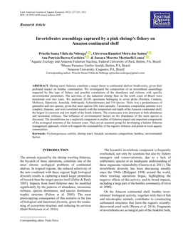 Invertebrates Assemblage Captured by a Pink Shrimp's Fishery on Amazon Continental Shelf