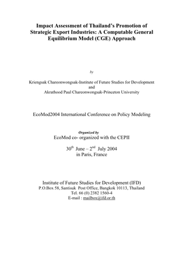 Impact Assessment of Thailand's Promotion of Strategic Export