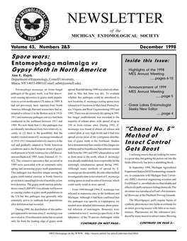 NEWSLETTER of the MICHIGAN ENTOMOLOGICAL SOCIETY