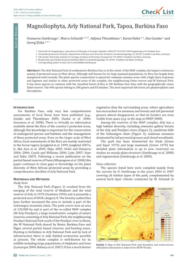 Chec List Magnoliophyta, Arly National Park, Tapoa, Burkina Faso
