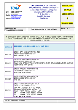 United Republic of Tanzania Tanzania Civil Aviation