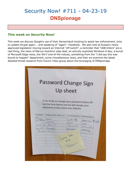 Security Now! #711 - 04-23-19 Dnspionage