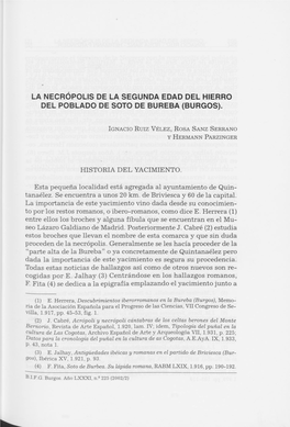 La Necrópolis De La Segunda Edad Del Hierro Del Poblado De Soto De Bureba (Burgos)