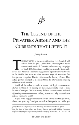 The Legend of the Privateer Airship and the Currents That Lifted It