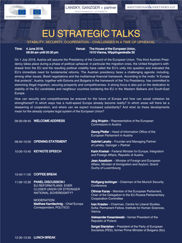 Eu Strategic Talks Stability, Security, Cooperation – Challenges in a Time of Upheaval