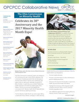 OPCPCC Collaborative News ISSUE 17 | SPRING 2016 the Ohio Commission COORDINATING COUNCIL on Minority Health