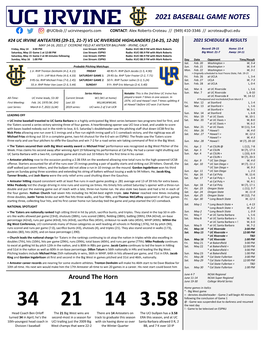 2021 Baseball Game Notes