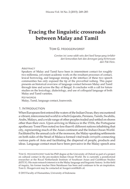 Tracing the Linguistic Crossroads Between Malay and Tamil