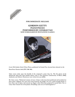 Gordon Getty Piano Pieces, with Conrad