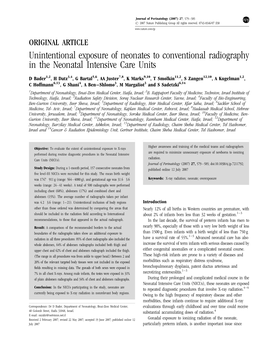 Unintentional Exposure of Neonates to Conventional Radiography in the Neonatal Intensive Care Units