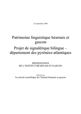 Projet Signalétique Bilingue Noms De Commune Béarn Et Bas-Adour