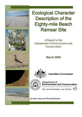 Eighty-Mile Beach Ramsar Site, Report to the Department of Environment and Conservation, Perth, Western Australia