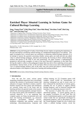 Enriched Player Situated Learning in ... -.:: Natural Sciences Publishing
