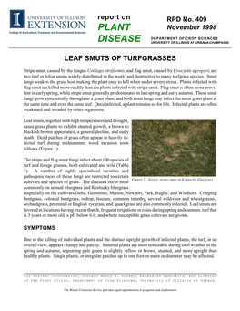 Leaf Smuts of Turfgrasses, RPD No