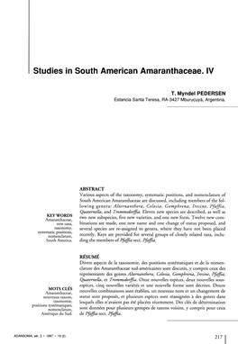 Studies in South American Amaranthaceae. IV