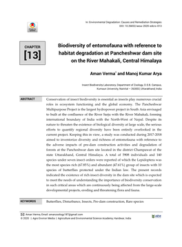 Biodiversity of Entomofauna with Reference to Habitat Degradation at Pancheshwar Dam Site [13] on the River Mahakali, Central Himalaya