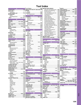 Tool Index a ELECTRICAL