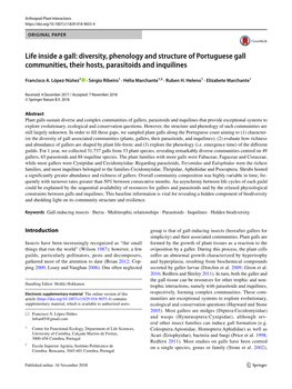 Life Inside a Gall: Diversity, Phenology and Structure of Portuguese Gall Communities, Their Hosts, Parasitoids and Inquilines