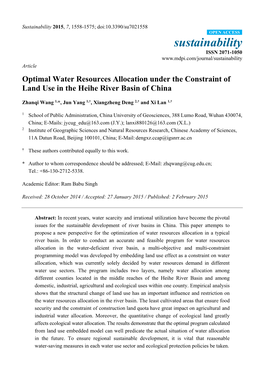 Optimal Water Resources Allocation Under the Constraint of Land Use in the Heihe River Basin of China