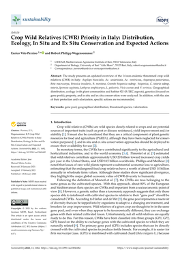 Crop Wild Relatives (CWR) Priority in Italy: Distribution, Ecology, in Situ and Ex Situ Conservation and Expected Actions