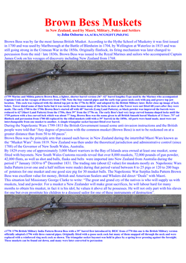 Brown Bess Muskets in New Zealand, Used by Maori, Military, Police and Settlers by John Osborne AA,ACRA,NCGM,DTT,Phd,FSG