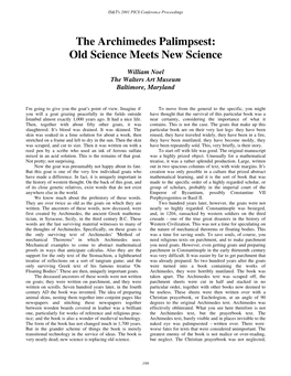 The Archimedes Palimpsest: Old Science Meets New Science